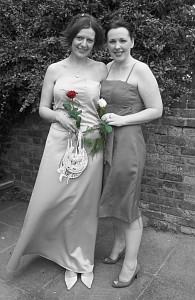 websize018 Selective colour bride and bridesmaid