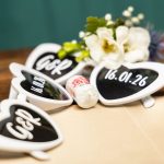 heart shaped spectacles with wedding date on the lenses