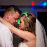 bride and groom; first dance at wedding reception